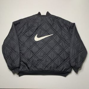 Vintage 90s NIKE Bomber Jacket Reversible Black Quilted Size XXL - Mens